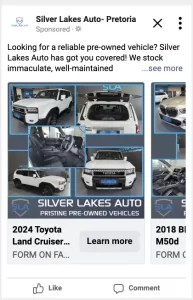 SilverLakes Auto Car Dealership Facebook Ads designed by Chilli Media
